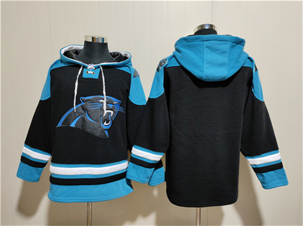 Men's Carolina Panthers Blank Black Ageless Must-Have Lace-Up Pullover Hoodie